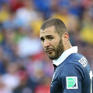 Karim Benzema - Victoire de l'équipe de France contre le Honduras 3 à 0 lors de la coupe du monde de football à Porto Alegre au Brésil le 15 juin 2014. 
