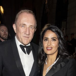 Salma Hayek et son mari François-Henri Pinault - People à la sortie de la soirée Boucheron Place Vendôme lors de la fashion week à Paris, le 20 janvier 2019.