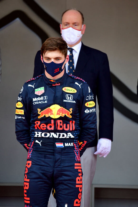 Le prince Albert II de Monaco, Max Verstappen - Podium du 78ème Grand Prix de F1 de Monaco le 23 mai 2018. Bruno Bebert/Bestimage 