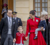 Le prince Daniel, La princesse Victoria de Suède et ses enfants la princesse Estelle et le prince Oscar - Baptême du prince Gabriel de Suède à la chapelle du palais Drottningholm à Stockholm le 1er décembre 2017.