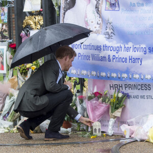 Le prince Harry, ici photographié en visite au Sunken Garden dédié à Lady Diana, a révélé avoir sombré dans la drogue et l'alcool à cause de la mort de sa mère.