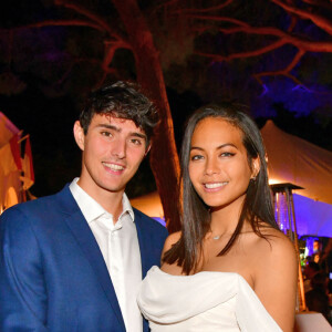 Exclusif - Vaimalama Chaves (Miss France 2019), et son compagnon, Nicolas Fleury - Le Grand Dîner s'est installé à Monaco pendant le 78ème Grand Prix de Formule 1 au Castel Roc, l'établissement situé en face du palais princier, le 22 mai 2021. © Bruno Bebert/Bestimage