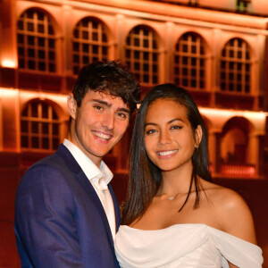 Exclusif - Vaimalama Chaves (Miss France 2019), et son compagnon, Nicolas Fleury - Le Grand Dîner s'est installé à Monaco pendant le 78ème Grand Prix de Formule 1 au Castel Roc, l'établissement situé en face du palais princier, le 22 mai 2021. © Bruno Bebert/Bestimage