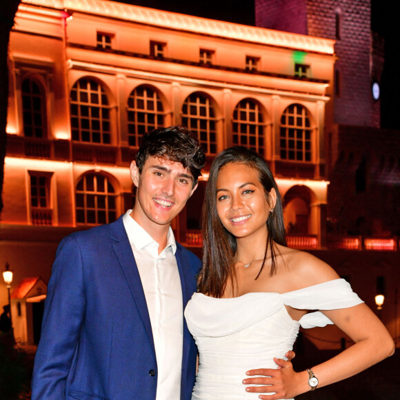 Exclusif - Vaimalama Chaves (Miss France 2019), et son compagnon, Nicolas Fleury - Le Grand Dîner s'est installé à Monaco pendant le 78ème Grand Prix de Formule 1 au Castel Roc, l'établissement situé en face du palais princier, le 22 mai 2021. © Bruno Bebert/Bestimage