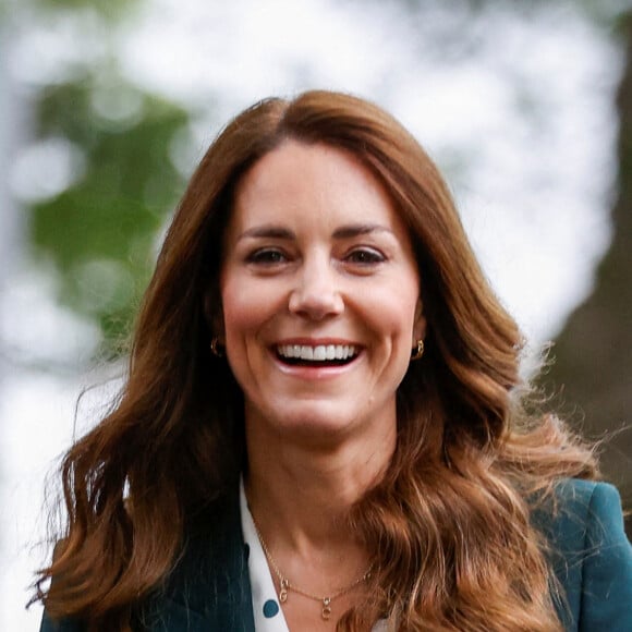 Catherine (Kate) Middleton, duchesse de Cambridge, rencontrent des enfants d'Edzell Nursery lors de leur visite au parc Starbank à Édimbourg, Ecosse, Royaume Uni, le 27 mai 2021