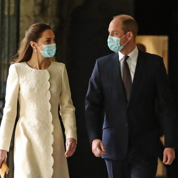Le prince William et Kate Middleton lors d'une visite au centre de vaccination de l'abbaye de Westminster à Londres, Royaume Uni