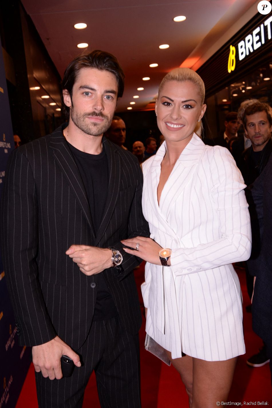 Katrina Patchett et son mari Valentin d'Hoore lors de la soirée de réouverture de la boutique "Breitling", située rue de la Paix. Paris, le 3 octobre 2019. © Rachid Bellak/Bestimage