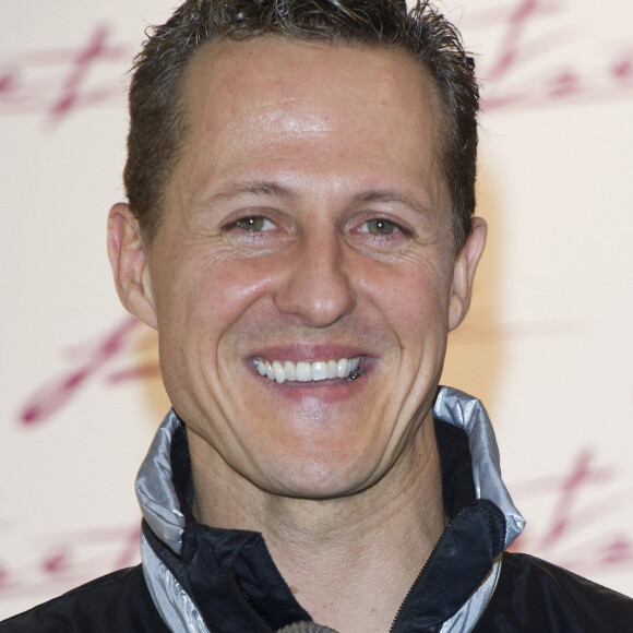 Michael Schumacher en conference de presse a Munich en Allemagne le 6 fevrier 2012.