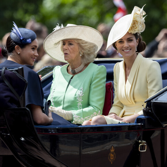 Catherine (Kate) Middleton, duchesse de Cambridge, Camilla Parker Bowles, duchesse de Cornouailles - La parade Trooping the Colour 2019, célébrant le 93ème anniversaire de la reine Elisabeth II, au palais de Buckingham, Londres, le 8 juin 2019.