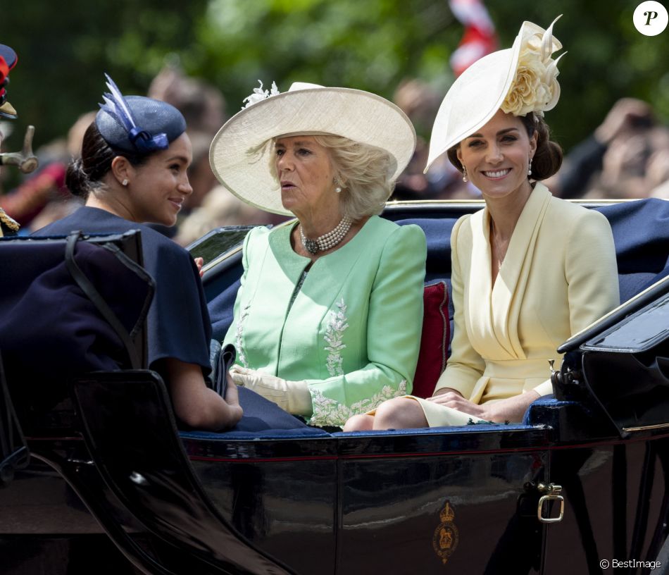 Catherine (Kate) Middleton, duchesse de Cambridge, Camilla Parker Bowles, duchesse de Cornouailles - La parade Trooping the Colour 2019, célébrant le 93ème anniversaire de la reine Elisabeth II, au palais de Buckingham, Londres, le 8 juin 2019.