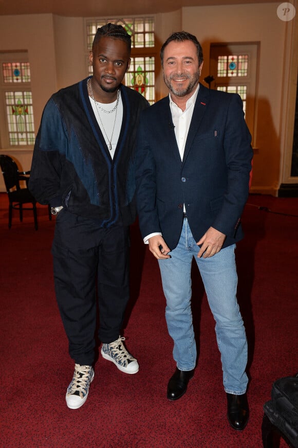 Exclusif - Black M et Bernard Montiel - Enregistrement de l'émission "Olympiascope au théatre Mogador à Paris, le 5 avril 2021. © Bestimage