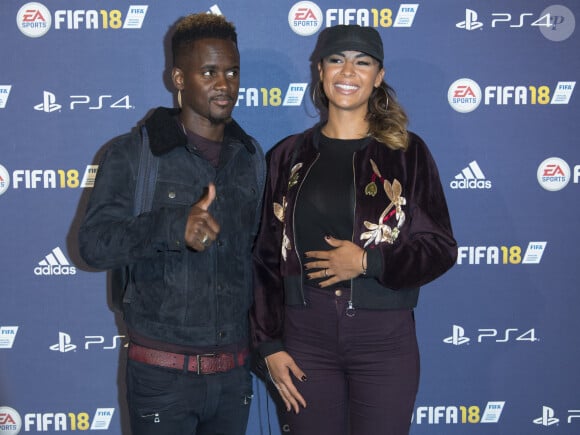 Black M et sa femme Lia - Lancement du jeu vidéo de football FIFA 18 (FIFA 2018) au "CentQuatre" à Paris. Le 25 septembre 2017. © Pierre Perusseau/Bestimage