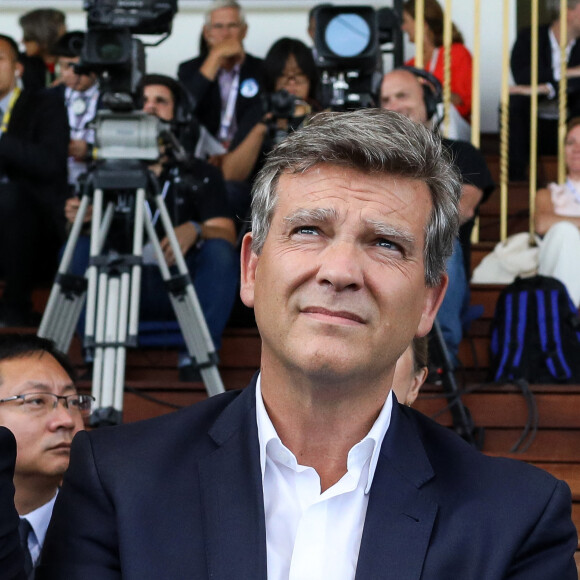 Arnaud Montebourg, ancien ministre, fondateur de la marque Bleu Blanc Ruche lors de l'université d'été du Medef rebaptisée "La Rencontre des Entrepreneurs de France" à l'hippodrome de Longchamp le 29 août 2019. © Stéphane Lemouton / Bestimage 