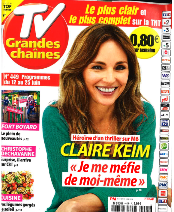 Claire Keim en couverture de "TV Grandes Chaînes", programmes du 12 au 25 juin 2021.