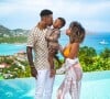 Presnel Kimpembe et sa compagne Sarah avec leur fils aîné Kayis. 5 janvier 2020 sur l'île de Saint-Barthélemy.