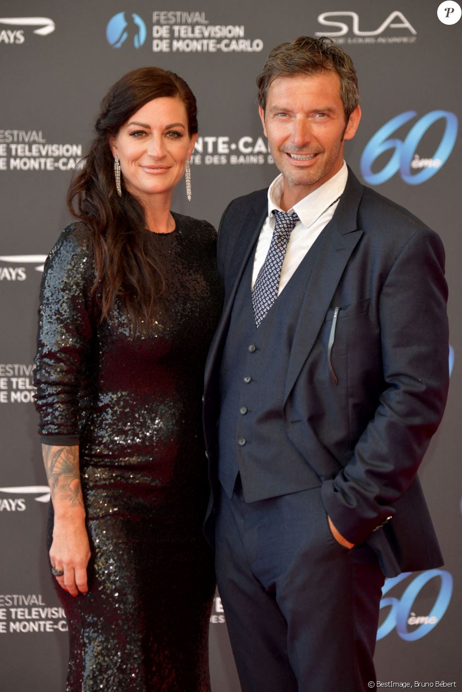 Franck Sémonin et sa femme Hélène lors de la soirée d'ouverture du 60ème Festival de Télévision de Monte-Carlo au Grimaldi Forum à Monaco, le 18 juin 2021. © Bruno Bébert/Bestimage