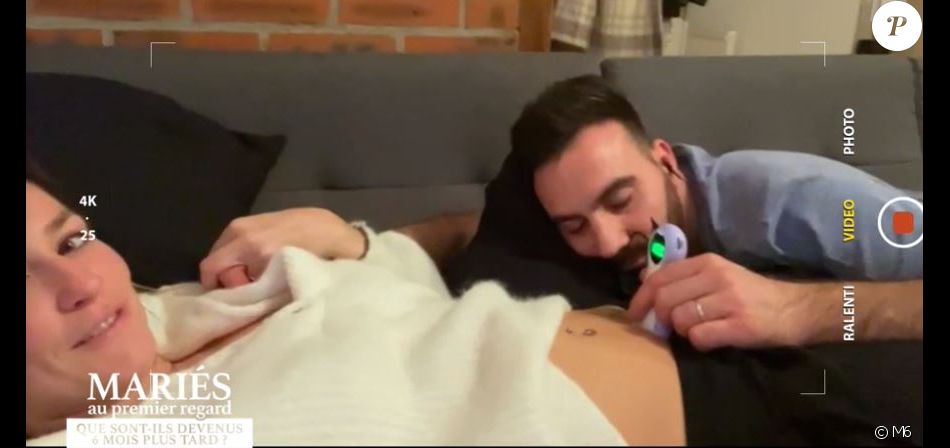 Laure et Matthieu lors du bilan final de "Mariés au premier regard 2021", le 17 mai, sur M6