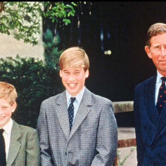 Lady Diana, le prince Charles et leurs enfants William et Harry au Eton College en 1995.
