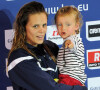 Laure Manaudou et sa fille Manon lors des championnats d'Europe petit bassin de Chartes.