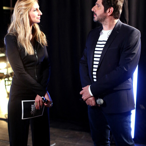 Exclusif - Marie Portolano et Patrick Fiori - Backstage de l'enregistrement de l'émission "La soirée extraordinaire : La musique comme vous ne l'avez jamais vue", qui sera diffusée le 30 juin sur M6. © Gaffiot-Moreau / Bestimage