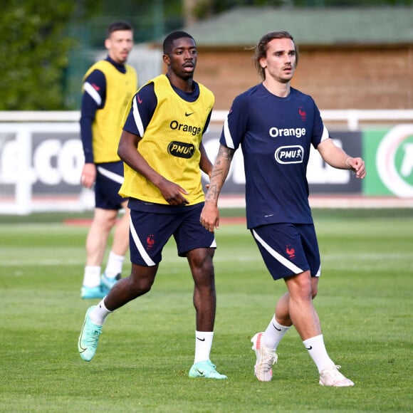 Ousmane Dembele - Antoine Griezmann - Entraînement de l'équipe de France de football à Clairefontaine, le 30 mai 2021. © Anthony Bibard / FEP / Panoramic / Bestimage