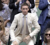 Eddie Redmayne dans les tribunes à Wimbledon, le 7 juillet 2021.