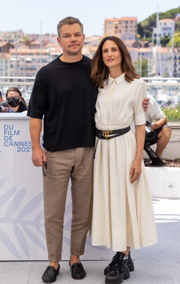 Matt Damon et Camille Cottin au photocall du film "Stillwater" (Hors compétition) lors du 74ème festival international du film de Cannes.