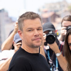 Matt Damon et Camille Cottin au photocall du film "Stillwater" (Hors compétition) lors du 74ème festival international du film de Cannes le 9 juillet 2021.