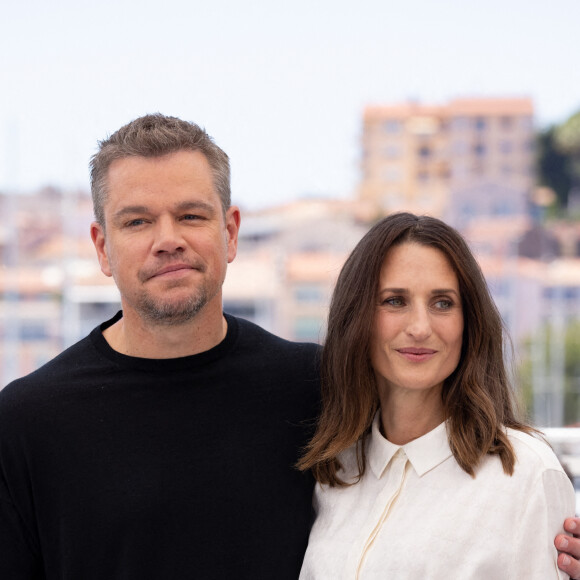 Matt Damon et Camille Cottin au photocall du film "Stillwater" (Hors compétition) lors du 74ème festival international du film de Cannes le 9 juillet 2021 