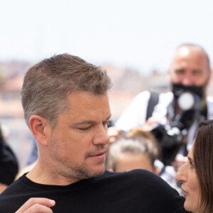 Matt Damon et Camille Cottin sur le photocall du film "Stillwater" (Hors compétition) lors du 74ème festival international du film de Cannes le 9 juillet 2021 