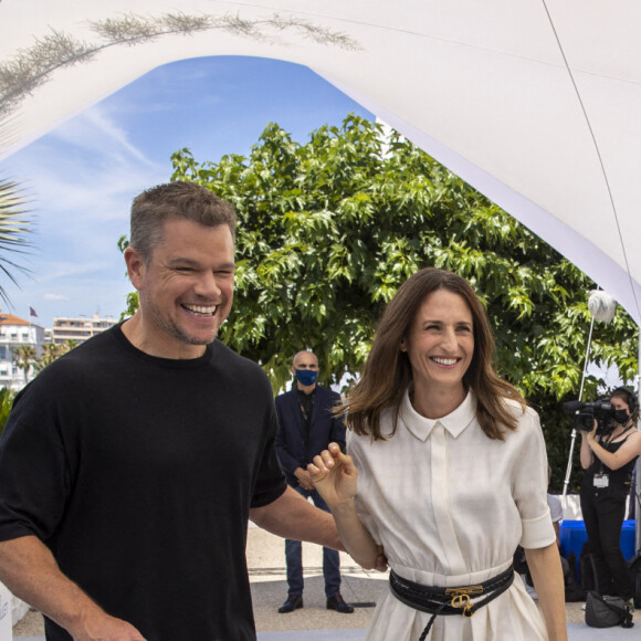 Exclusif - Matt Damon, Camille Cottin en marge du photocall du film Stillwater (Hors compétition) lors du 74ème festival international du film de Cannes le 9 juillet 2021 © Borde / Jacovides / Moreau / Bestimage 