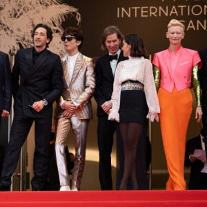 Bill Murray, Hippolyte Girardot, Adrien Brody, Timothée Chalamet, Wes Anderson, Lyna Khoudri, Tilda Swinton - Montée des marches du film " The French Dispatch" lors du 74ème Festival International du Film de Cannes. Le 12 juillet 2021 © Borde-Jacovides-Moreau / Bestimage