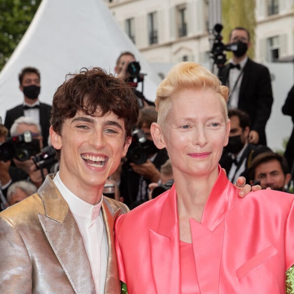 Timothée Chalamet, Tilda Swinton - Montée des marches du film " The French Dispatch" lors du 74ème Festival International du Film de Cannes. Le 12 juillet 2021 © Borde-Jacovides-Moreau / Bestimage