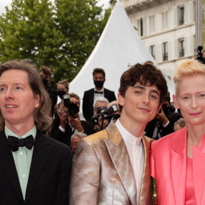 Wes Anderson, Timothée Chalamet, Tilda Swinton - Montée des marches du film " The French Dispatch" lors du 74ème Festival International du Film de Cannes. Le 12 juillet 2021 © Borde-Jacovides-Moreau / Bestimage