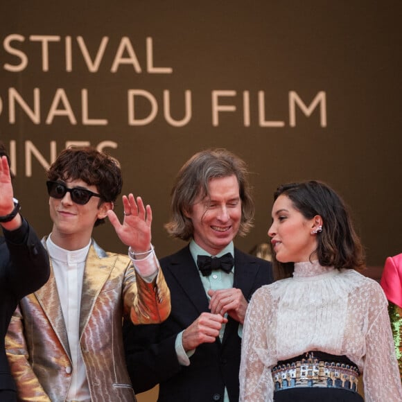 Adrien Brody, Timothée Chalamet, Wes Anderson, Lyna Khoudri, Tilda Swinton - Montée des marches du film " The French Dispatch" lors du 74ème Festival International du Film de Cannes. Le 12 juillet 2021 © Borde-Jacovides-Moreau / Bestimage