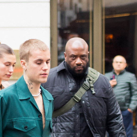 Exclusif - Justin Bieber et sa femme Hailey Bieber (Baldwin) arrivent à la Maison du Caviar à Paris, le 22 juin 2021.