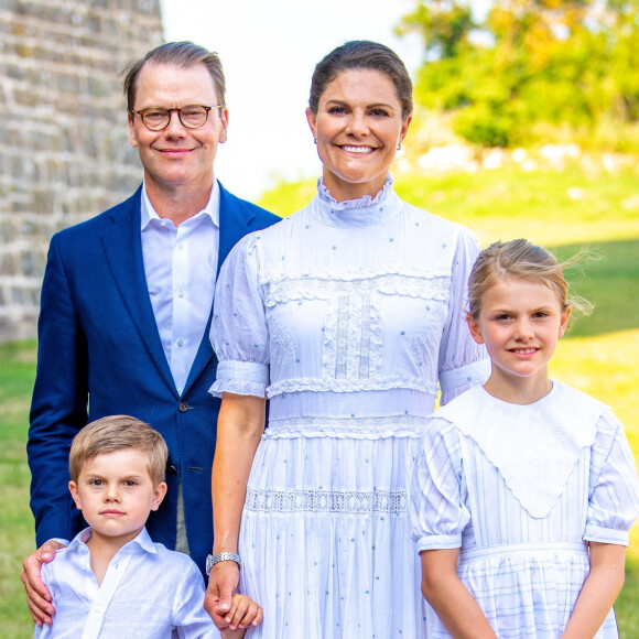 La princesse Victoria, son mari le prince Daniel et leurs enfants, la princesse Estelle et le prince Oscar - La famille royale de Suède célèbre le 44 ème anniversaire de la princesse Victoria lors d'un concert au château de Borgholm sur l'île d'Oland, le 14 juillet 2021.