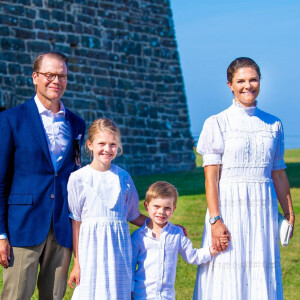 La princesse Victoria, son mari le prince Daniel et leurs enfants, la princesse Estelle et le prince Oscar - La famille royale de Suède célèbre le 44 ème anniversaire de la princesse Victoria lors d'un concert au château de Borgholm sur l'île d'Oland, le 14 juillet 2021.