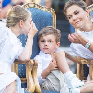 La princesse Victoria et ses enfants Estelle et Oscar - La famille royale de Suède célèbre le 44 ème anniversaire de la princesse Victoria lors d'un concert au château de Borgholm sur l'île d'Oland, le 14 juillet 2021.
