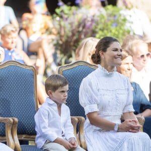 La princesse Victoria, son mari le prince Daniel et leurs enfants, la princesse Estelle et le prince Oscar - La famille royale de Suède célèbre le 44 ème anniversaire de la princesse Victoria lors d'un concert au château de Borgholm sur l'île d'Oland, le 14 juillet 2021.