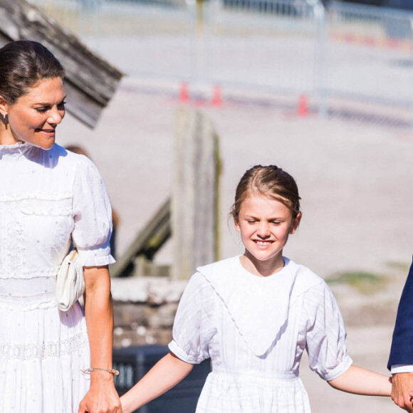 La princesse Victoria, son mari le prince Daniel et leurs enfants, la princesse Estelle et le prince Oscar - La famille royale de Suède célèbre le 44 ème anniversaire de la princesse Victoria lors d'un concert au château de Borgholm sur l'île d'Oland, le 14 juillet 2021.