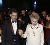 Javier Bardem et sa mère Pilar Bardem lors de la 30ème cérémonie des Goya Awards à l'auditorium du Madrid Marriott à Madrid, le 6 février 2016. 