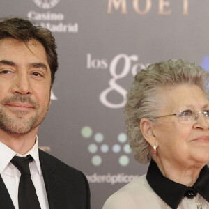 Javier Bardem et sa mère Pilar Bardem lors de la 28ème cérémonie des Goya Film Awards à Madrid. Le 9 février 2014 
