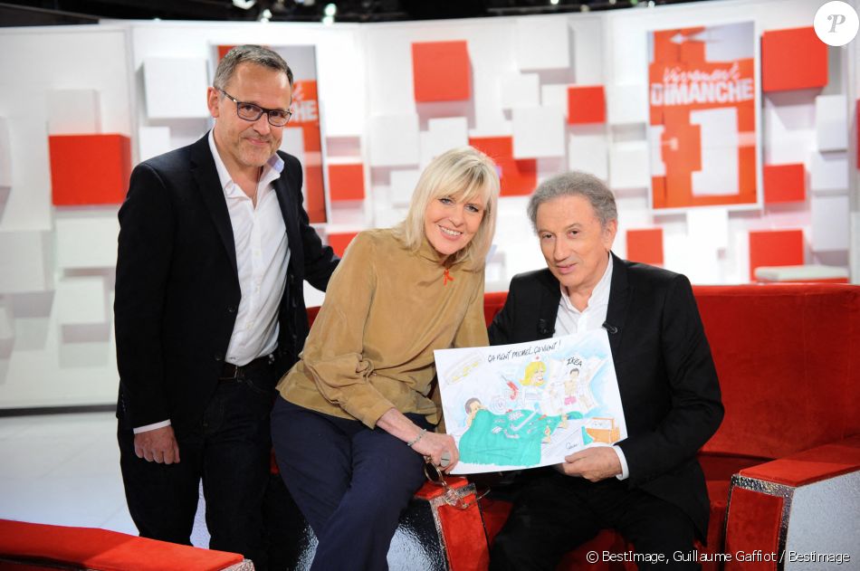 Emmanuel Chaunu, Chantal Ladesou et Michel Drucker - Enregistrement de l'émission Vivement dimanche prochain au studio Gabriel, presentée par Michel Drucker © Guillaume Gaffiot / Bestimage