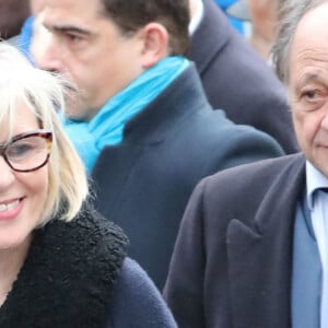 Chantal Ladesou et son mari Michel Ansault aux obsèques de Michou en l'église Saint-Jean de Montmartre à Paris. Le 31 janvier 2020