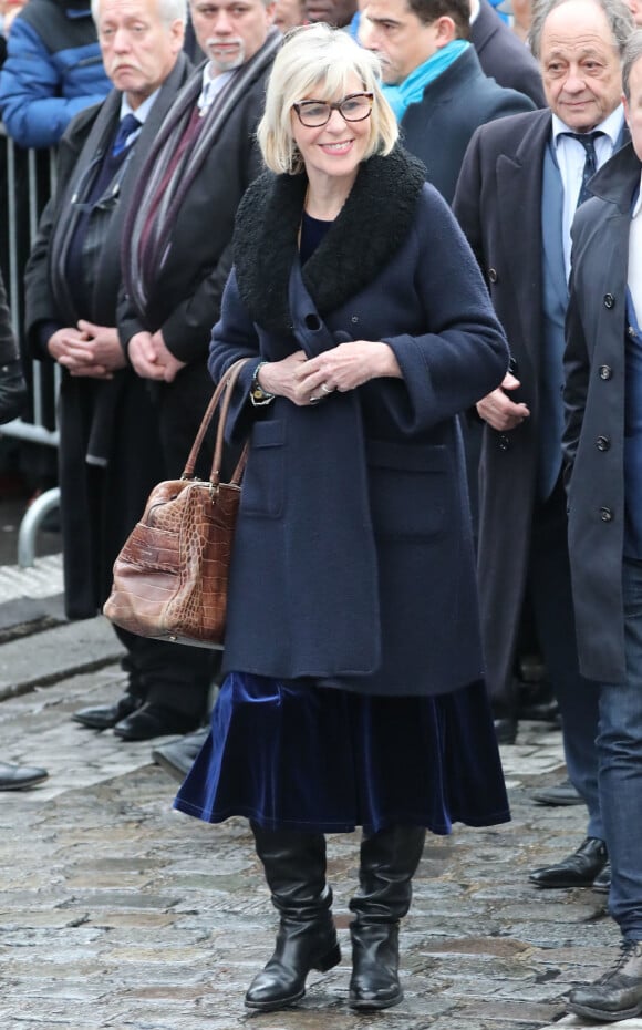 Chantal Ladesou et son mari Michel Ansault aux obsèques de Michou en l'église Saint-Jean de Montmartre à Paris. Le 31 janvier 2020
