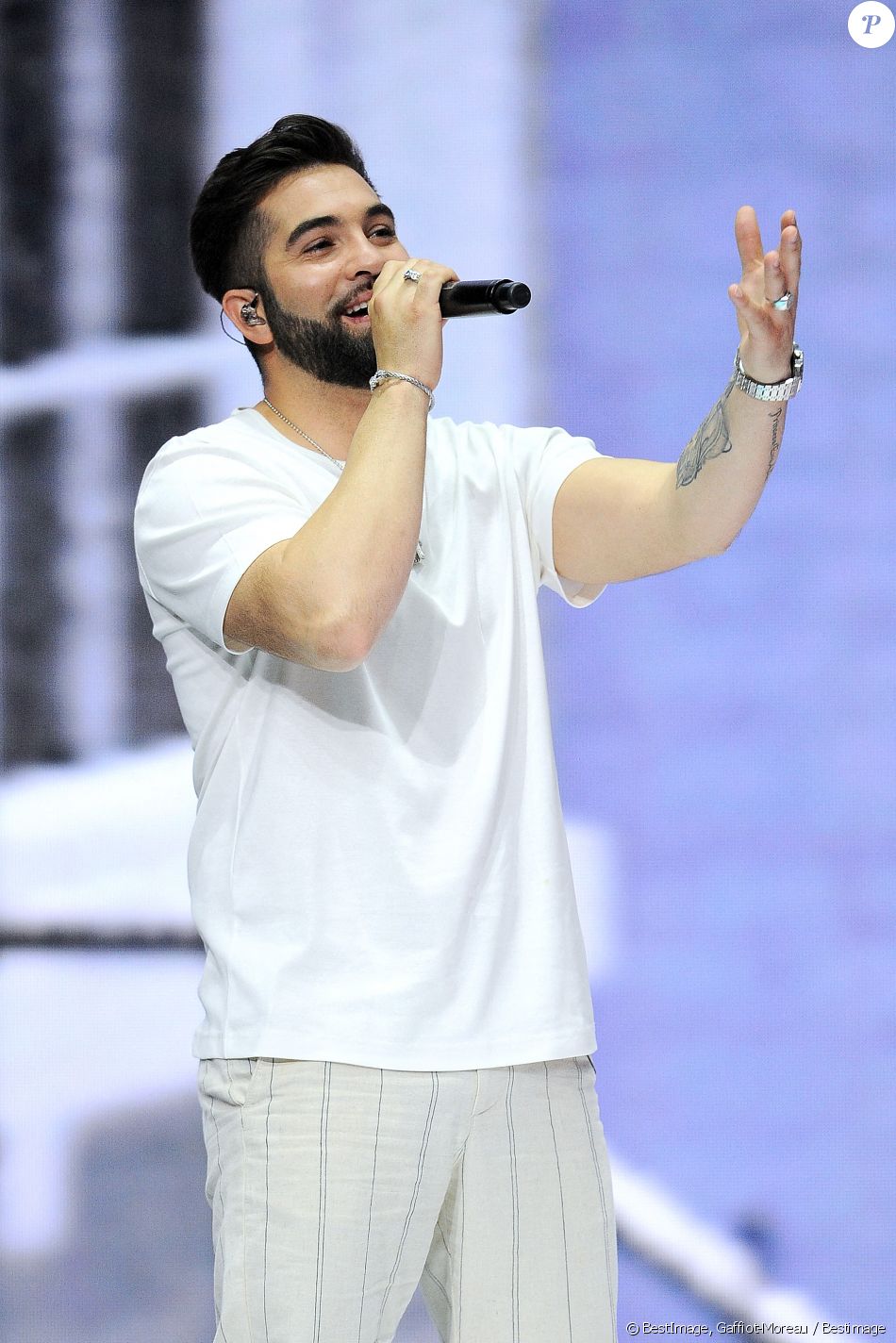 Kendji Girac - Enregistrement de l'émission "La soirée extraordinaire : La musique comme vous ne l'avez jamais vue", qui sera diffusée le 30 juin sur M6.© Gaffiot-Moreau / Bestimage