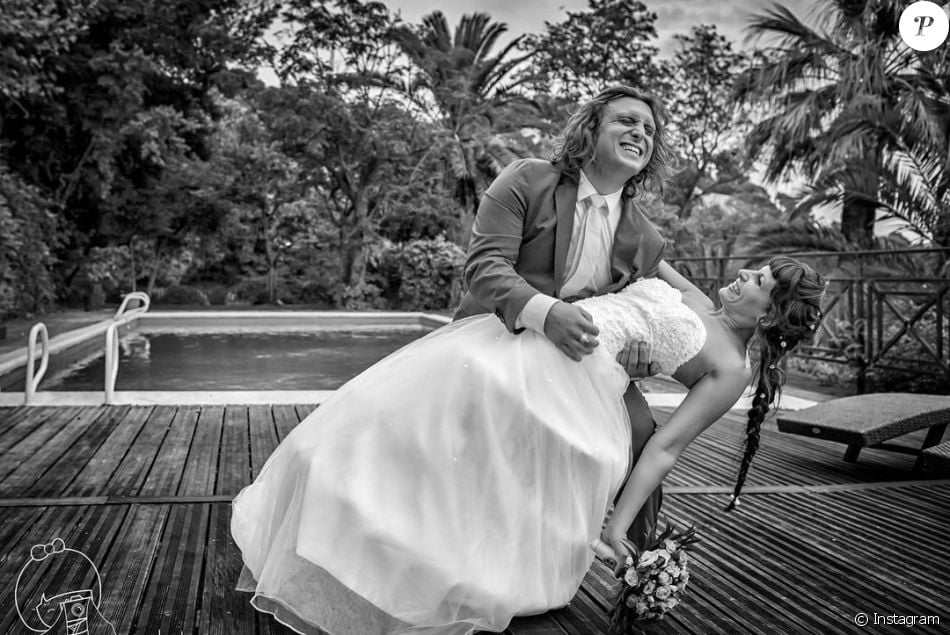 David Coscas (Mcfly) et sa femme Tiffany à leur mariage.