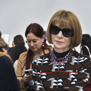 Anna Wintour au défilé de mode "Max Mara" lors de la fashion week à Milan, le 20 février 2020. 