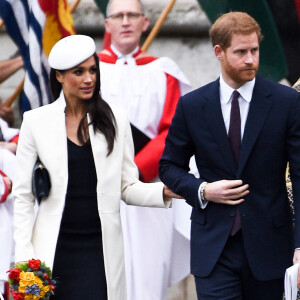 Le prince Harry et Meghan Markle arrivent à la cérémonie du Commonwealth en l'abbaye Westminster à Londres.